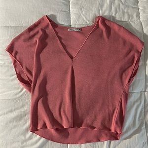 Zara V-neck pink top